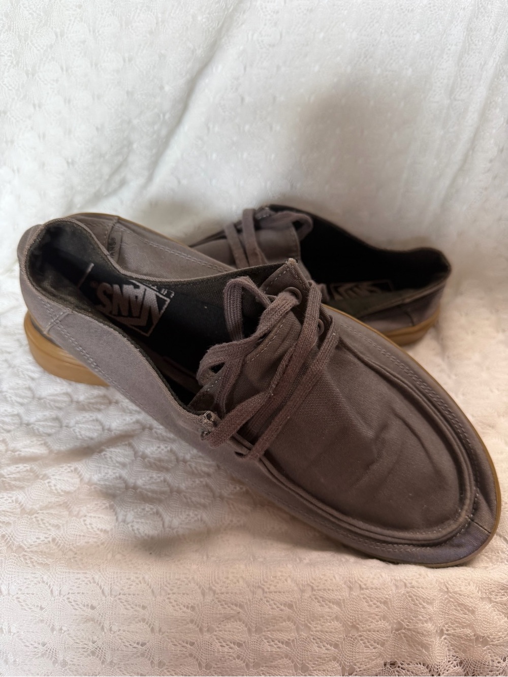 Vans Men's Brown Canvas Boat Shoes with Gum Sole